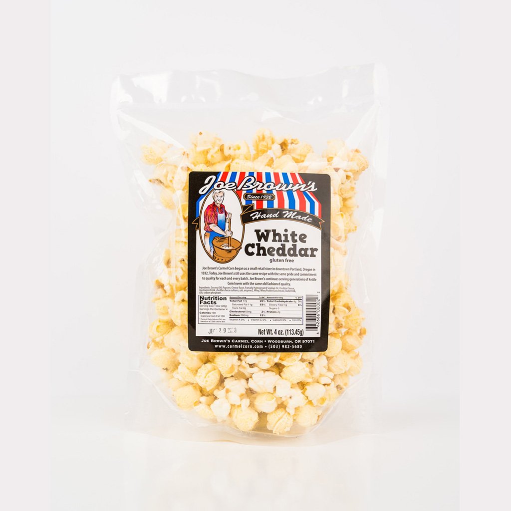 White Cheddar Popcorn Joe Brown's Carmel Corn 
